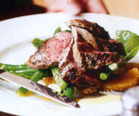 Lamb with Green Beans, Orange Salad & Passionfruit Dressing